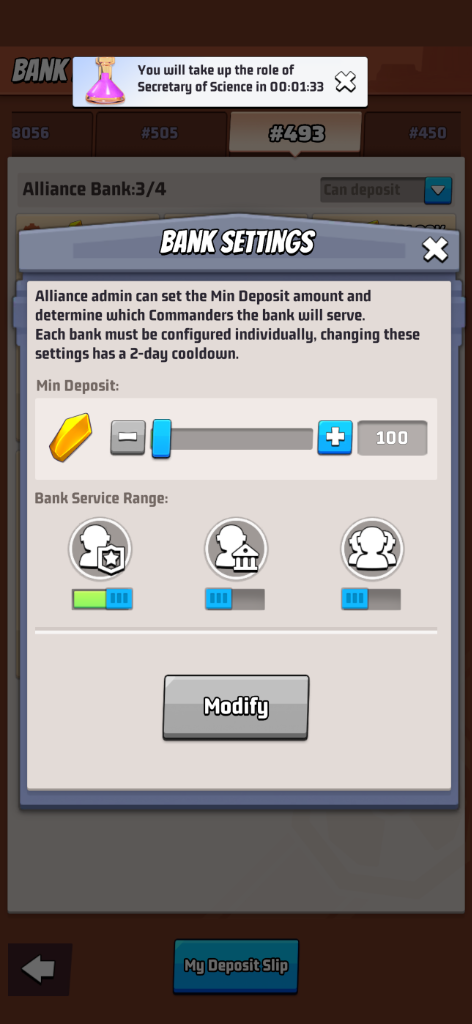 Bank Settings Gear Icon